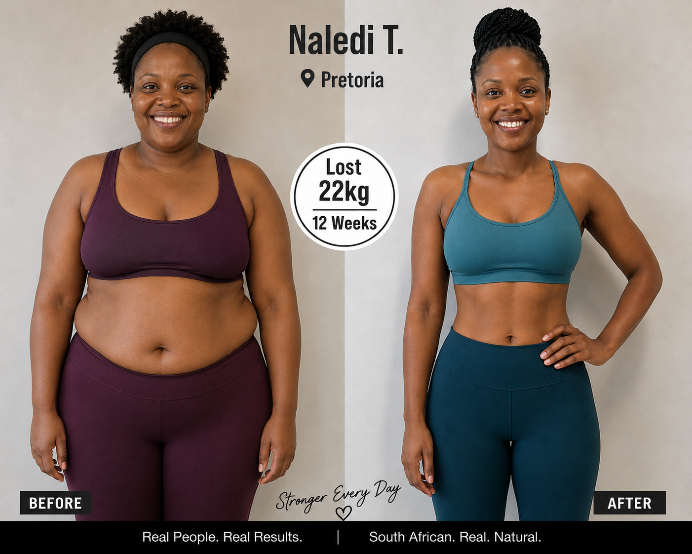 Naledi T. — Lost 22kg in 12 weeks